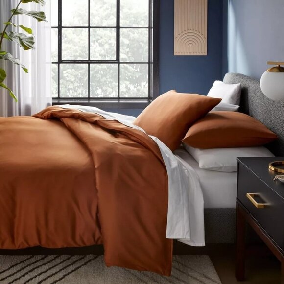 Threshold 100% Lyocell Tencel Copper 3 Piece King Size Duvet Cover & Sham Set - Picture 5 of 8